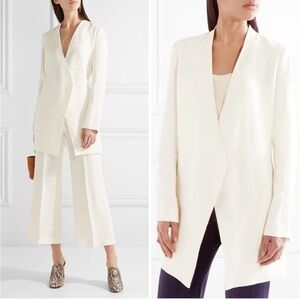 Theory Winola Linen Drape Blazer Jacket 0 Warm Ivory Office White Wedding